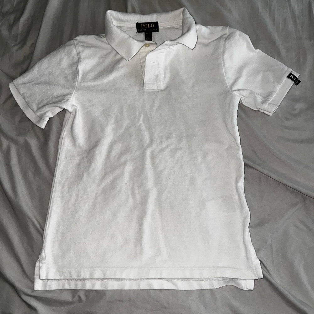 Boy’s White Polo Ralph Lauren Collared Button-Up Shirt (Size: 10-12Y)